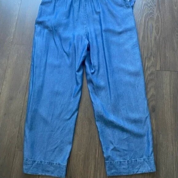 ANNE KLEIN Chambray High-Waisted Paper Bag Ankle Pants - Picture 7 of 13